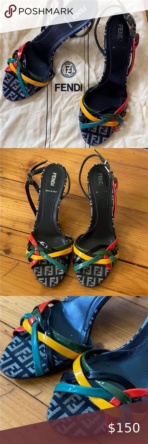 yellow blue and red leather fendi strap sandals|fendi sandals usa.